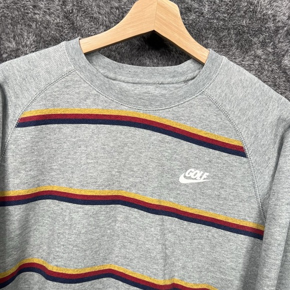Nike Golf Striped French Terry Fleece Crew Neck Sweatshirt Men's Size Medium - Picture 2 of 11
